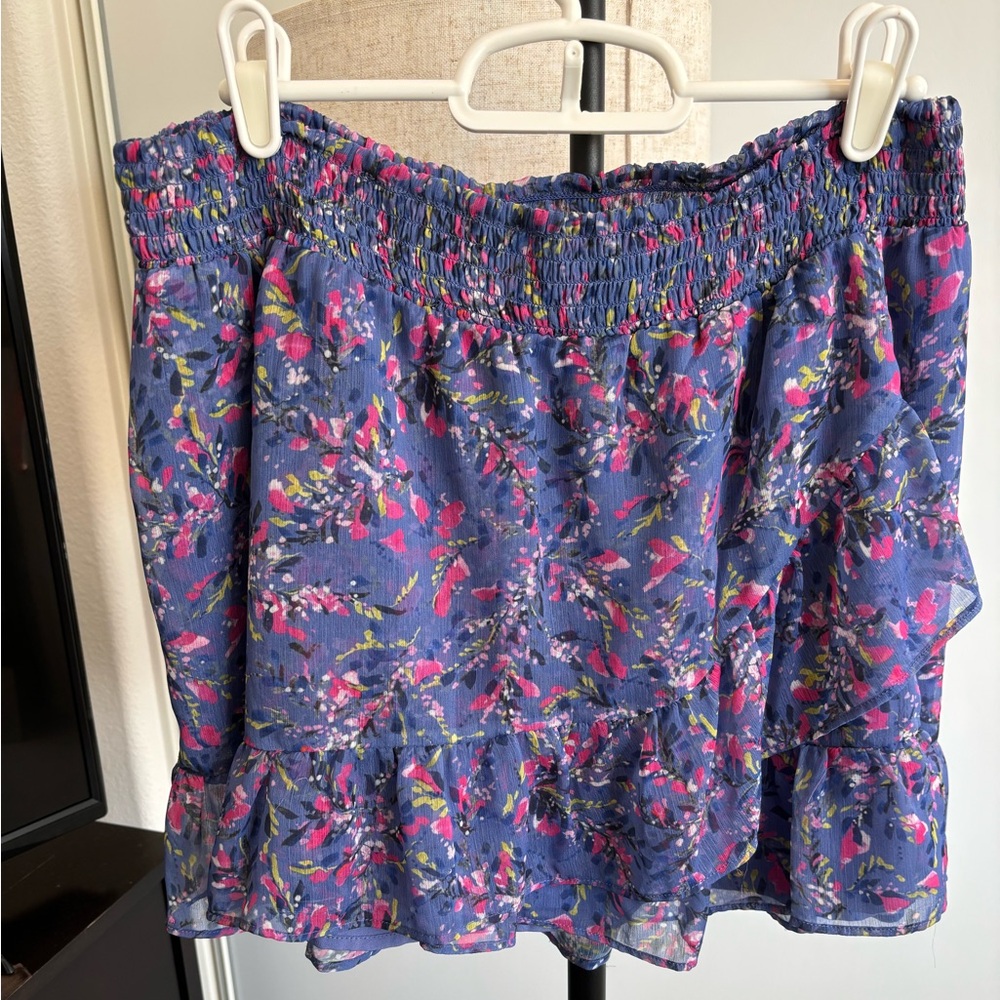 Blue floral mini skirt- French Connection